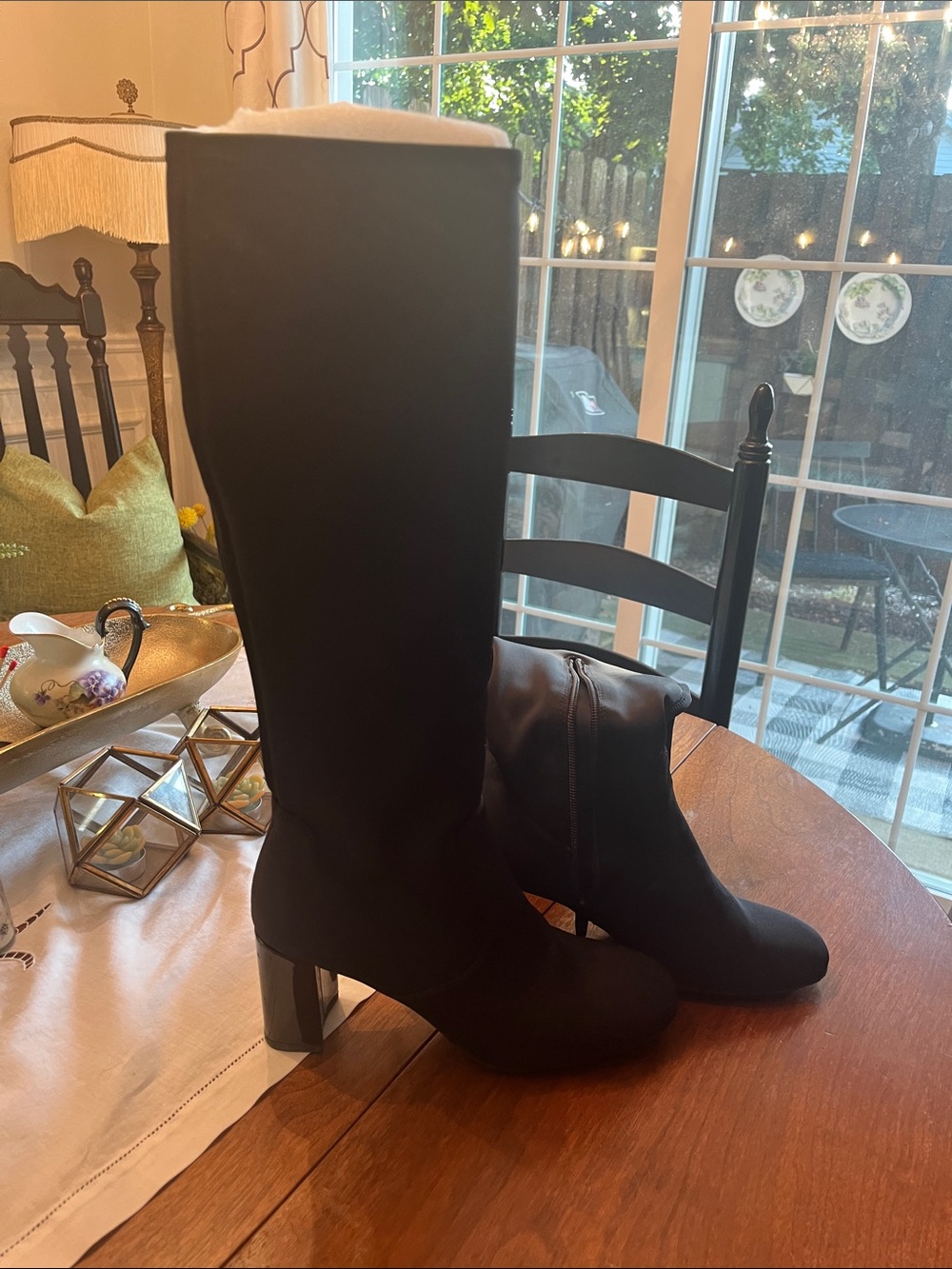 Donald J. Pliner Black Over-the-Knee Block Heel Boots